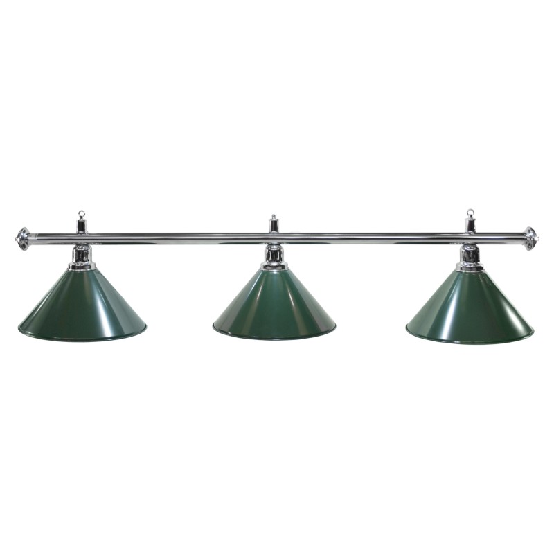 Lampa bilardowa ELEGANCE 3-klosze zielone, srebrny