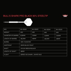 Rzutki lotki dart Bull's Shark Black 90% Steeltip