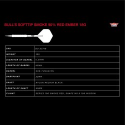 Rzutki lotki dart Bull's Smoke 90% Red Ember 18g