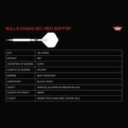 Rzutki lotki dart Bull's Chaos Red 90% softip 18g