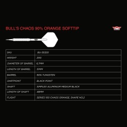 Rzutki lotki dart Bull's Chaos Orange 90% soft 20g