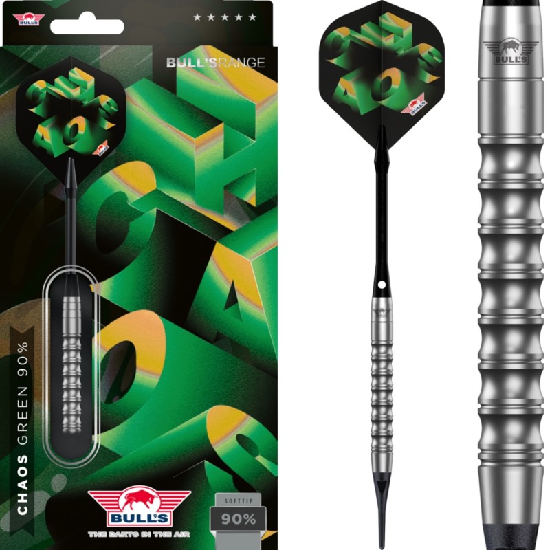 Rzutki lotki dart Bull's Chaos Green 90% soft 21g Rzutki lotki dart Bull's Chaos Green 90% soft 21g