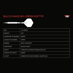 Rzutki lotki dart Bull's Chaos Green 90% soft 21g