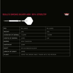 Rzutki lotki dart Bull's Smoke Silver Ash 90% 23g